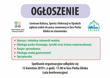 Praca na sezon 2019 w Geo-Parku Glinka